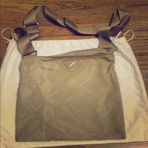 Tan Prada crossbody purse